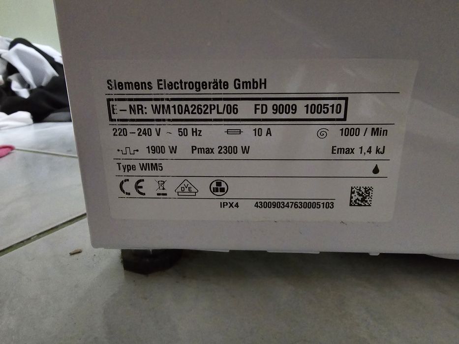 Pralka Siemens A 10-26 WM10A262PL uszkodzona, na części