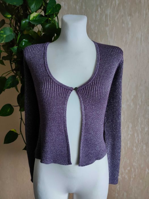 NOWE fioletowe błyszczące bolerko luźne z guzikiem 36/38 S/M Bonprix
