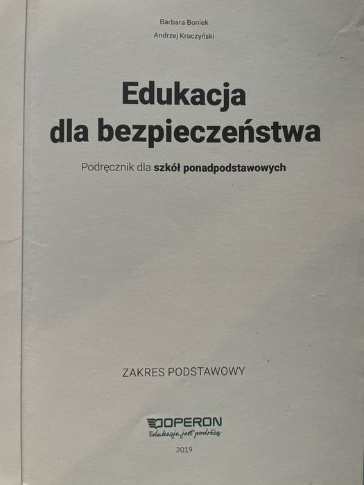 Edukacja dla bezpieczeństwa podręcznik dla szkół Ponadpodstawowych