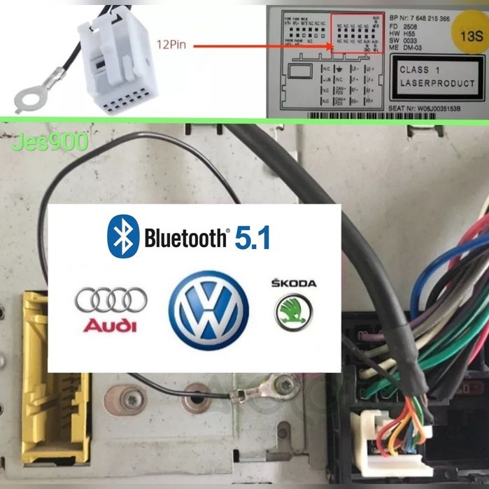 Bluetooth 5.1 VW Audi Skoda Seat RNS RCD 300 310 510 Delta Concert