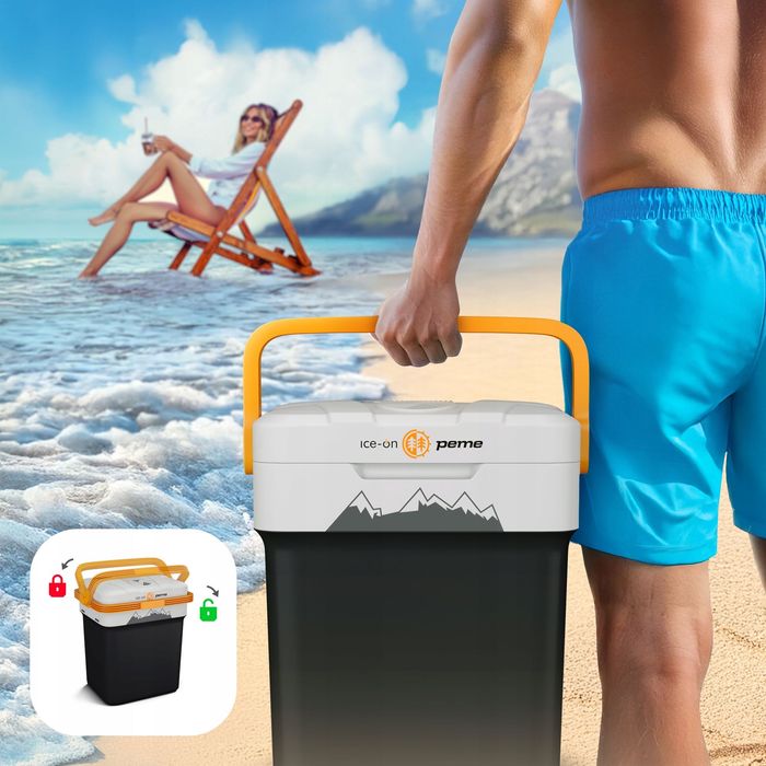 lodówka turystyczna 32 samochodowa funkcja grzania 12v 230v usb peme