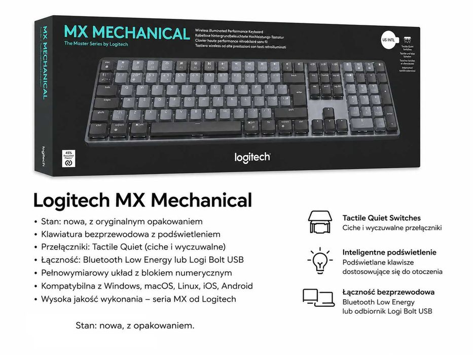 Klawiatura Logitech MX Mechanical – NOWA, nieużywana, w oryginalnym pudełku