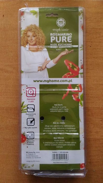 Zestaw 3 Noży MG Home Rosmarino Pure
