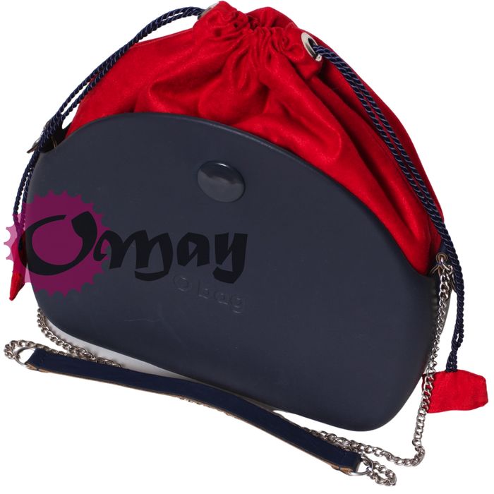 Czerwony organizer do OBAG MOON LIGHT worek eko zamsz 2 kieszenie OMAY