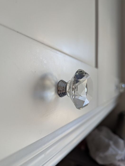 12X Gałka meblowa GL02 Szklana z Mosiądzem Chromowanym