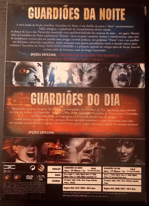 DVDs Guardiões da noite e Guardiões do dia.