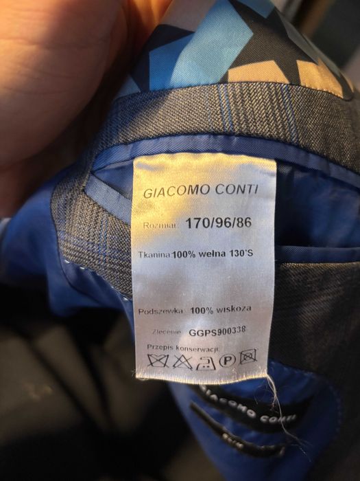 Garnitur męski Giacomo Conti 170/86 sprany - szaro niebieski w krate