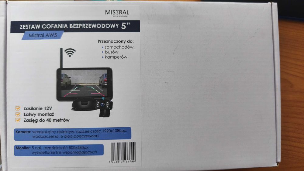 Zestaw cofania Bezprzewodowy 5" kamera Full HD Mistral AW5