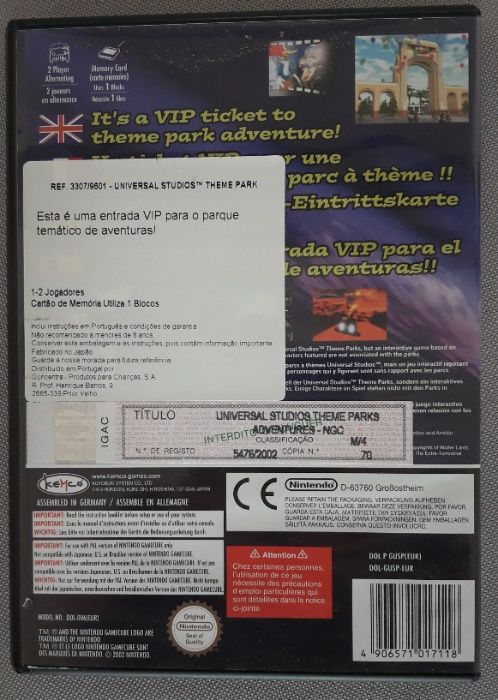 Universal Studios Theme Parks Adventure - Jogo Nintendo Gamecube