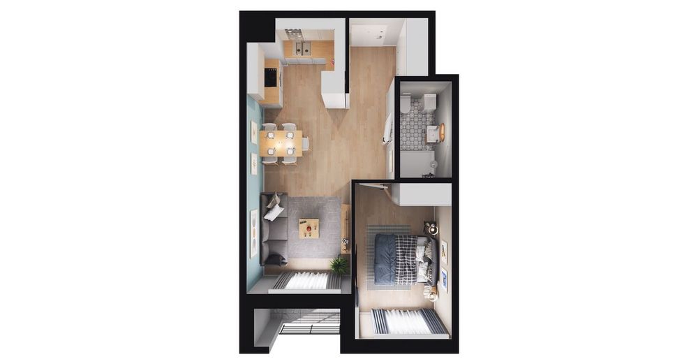 2-pokojowe mieszkanie 40 m² + loggia Bez Prowizji - Widok 3