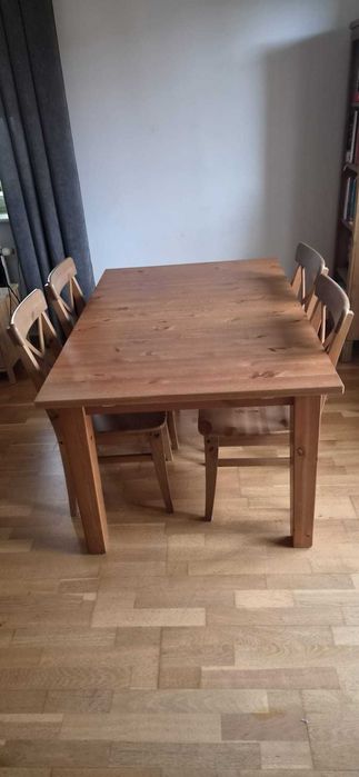 IKEA stół rozkładany + krzesła 4 sztuki/bejca patynowa