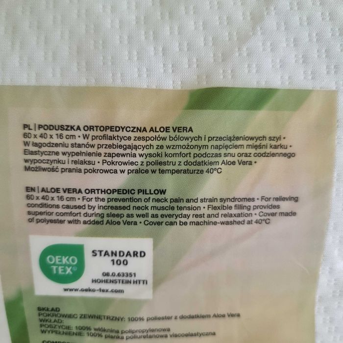 Nowa poduszka ortopedyczna Aloe Vera