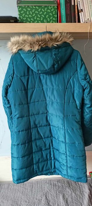 Kurtka jesienno zimowa turkusowa z kapturem rozmiar S