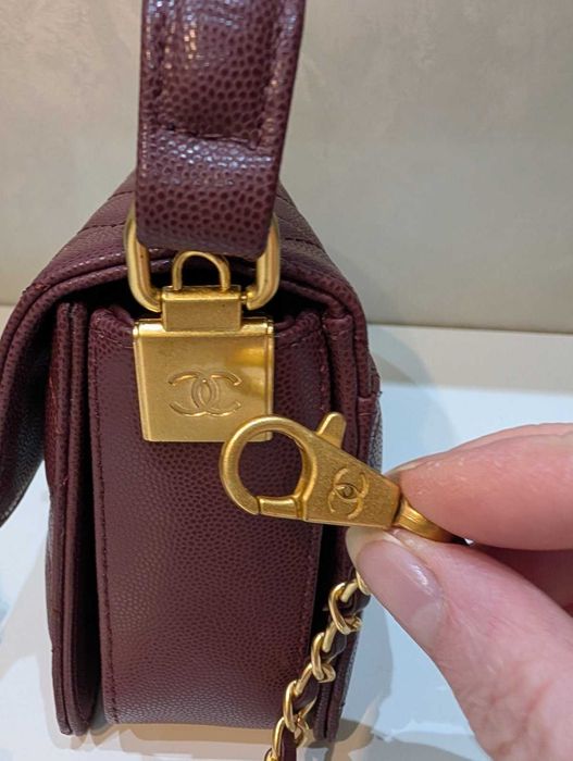 Сумочка Chanel 19 см ‼️Люкс якість‼️з натуральної шкіри колір "спіла вишня"