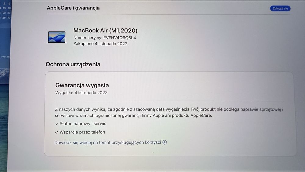 MacbBook Air A2337 M1 8 GB  256 GB super stan bateria 88%