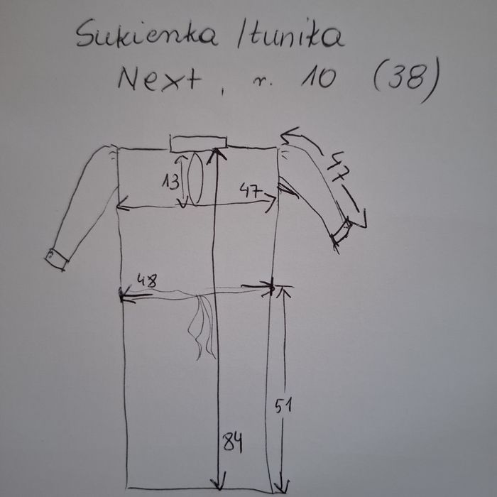 Sukienka Next, R.10 /38. Szaro-białą paneterka