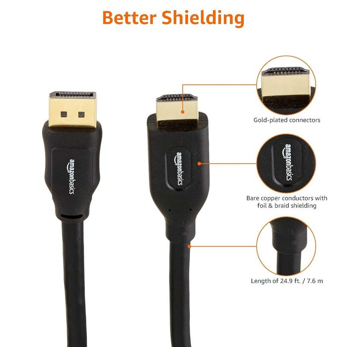 AmazonBasics HL-007266 kabel DisplayPort do HDMI 7,5m PC HDTV