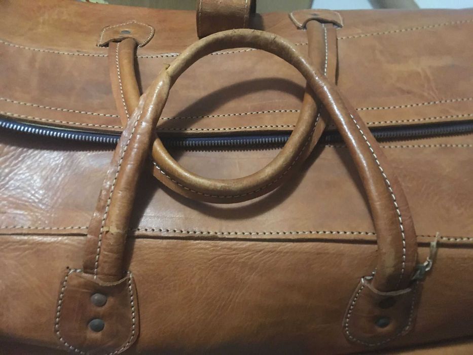 Mala de Pele Verdadeira de Viagem