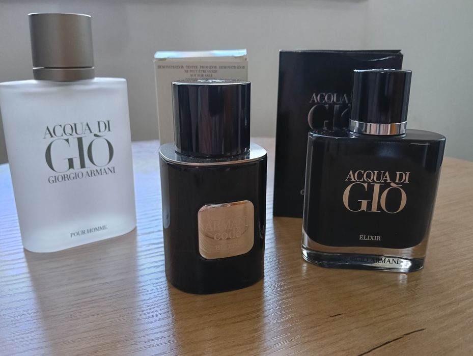 Zestaw Armani Acqua Di Gio EDT 100ml stara szata 2014+Aqua di Gio Elixir 50ml+Armani Code  Elixir 50+zestaw Code 50+10ml eau de toilette
