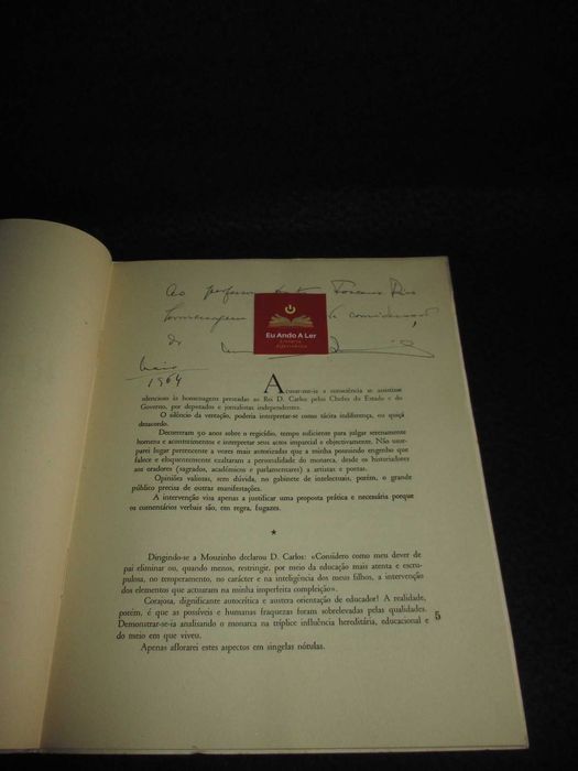 Livro No Cinquentenário da Morte do Rei D. Carlos Autografado