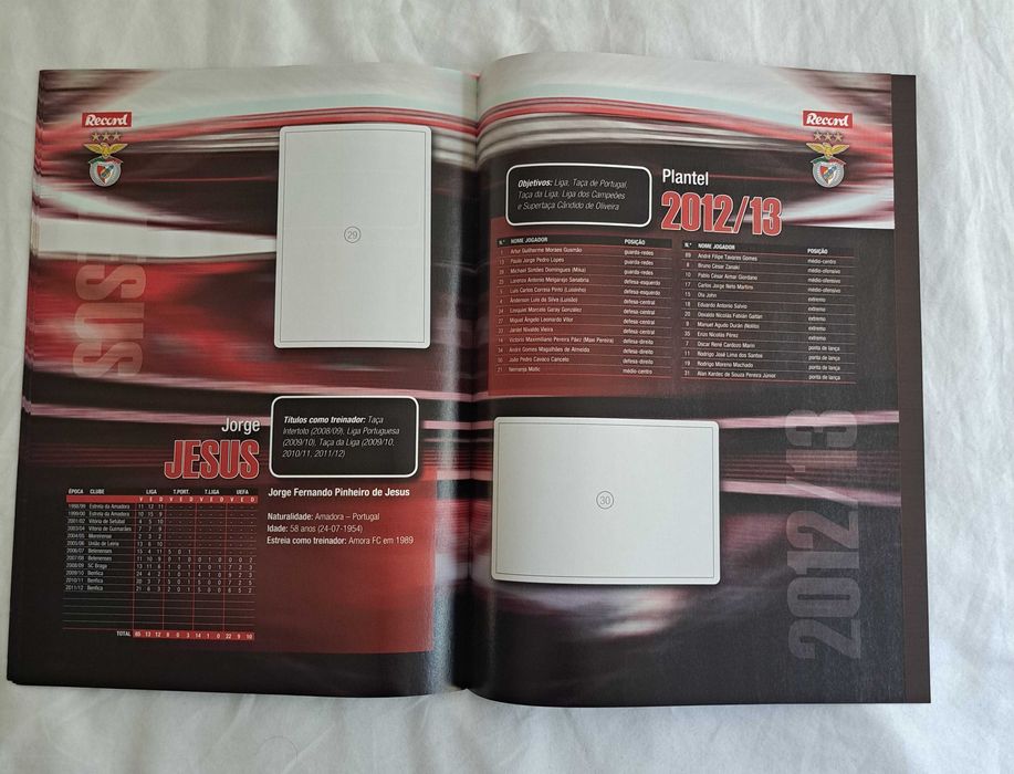 Caderneta/Álbum Plantel do SL Benfica 2012/13 - Jornal Record - Vazio