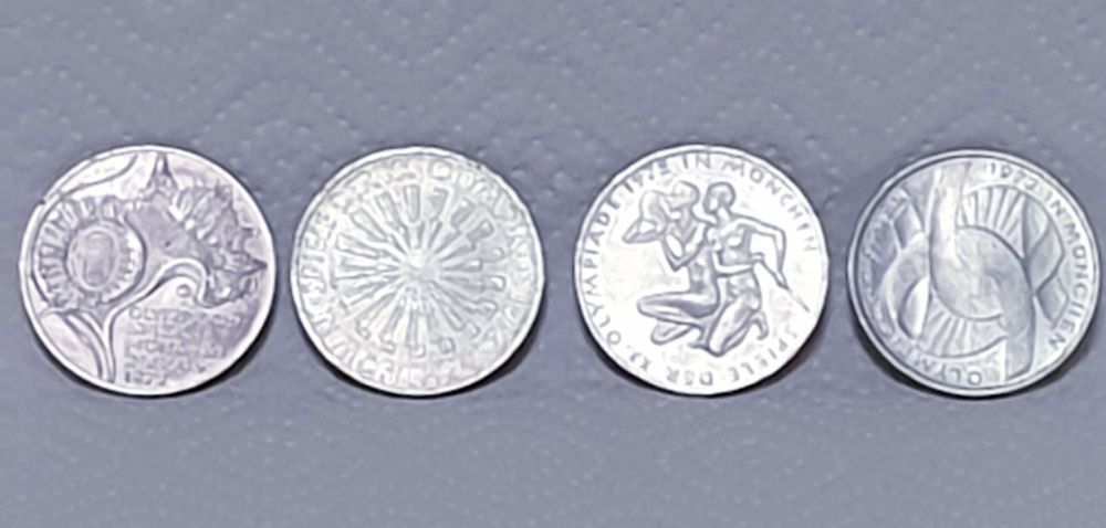 4 moedas 10 Deutsche Mark - jogos Olímpicos Munique 1972 - em prata