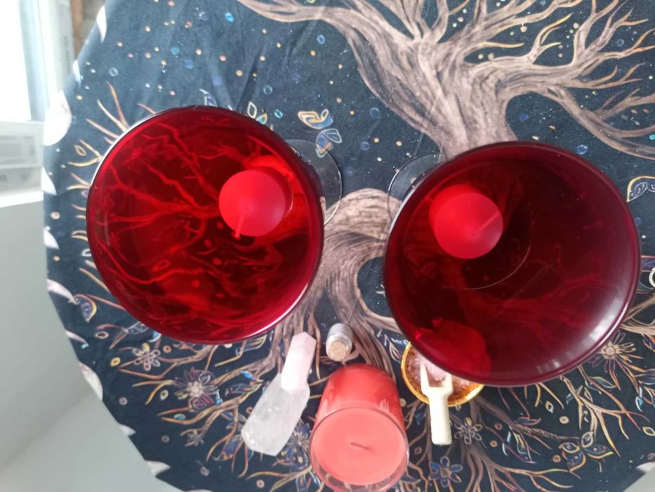 PartyLite karmazynowe kielichy – szklane świeczniki 2 szt.