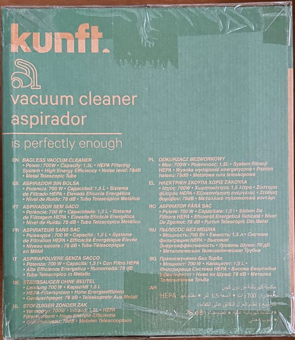 Aspirador sem saco Kunft- novo, 3 anos de garantia