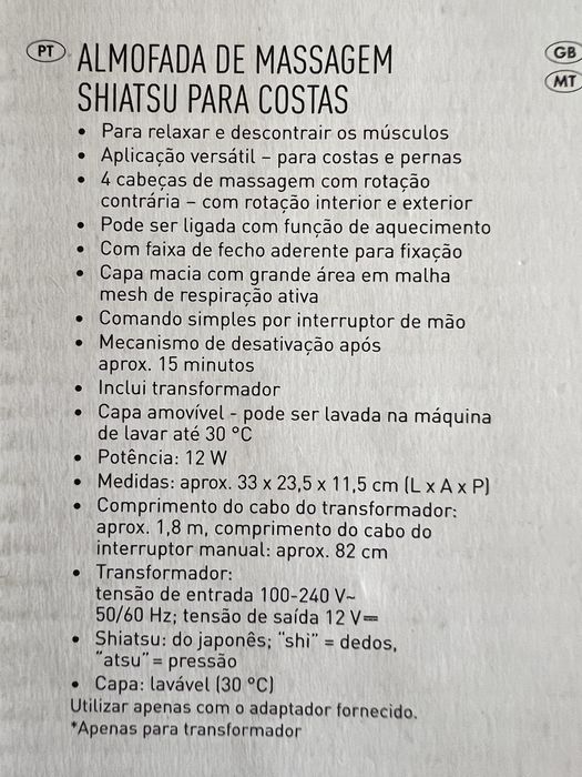 Almofada de massagem shiatsu nova
