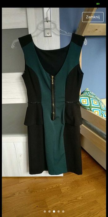 Elegancka sukienka w kolorze zielono-czarnym