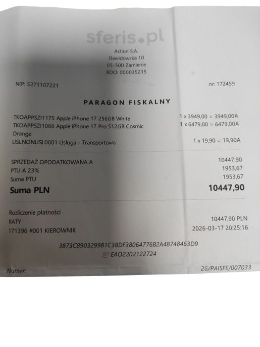 Na Lewara iPhone 17 Pro 512gb Cosmic Orange GWARANCJA!!!