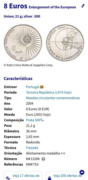 Moeda comemorativa 8euros