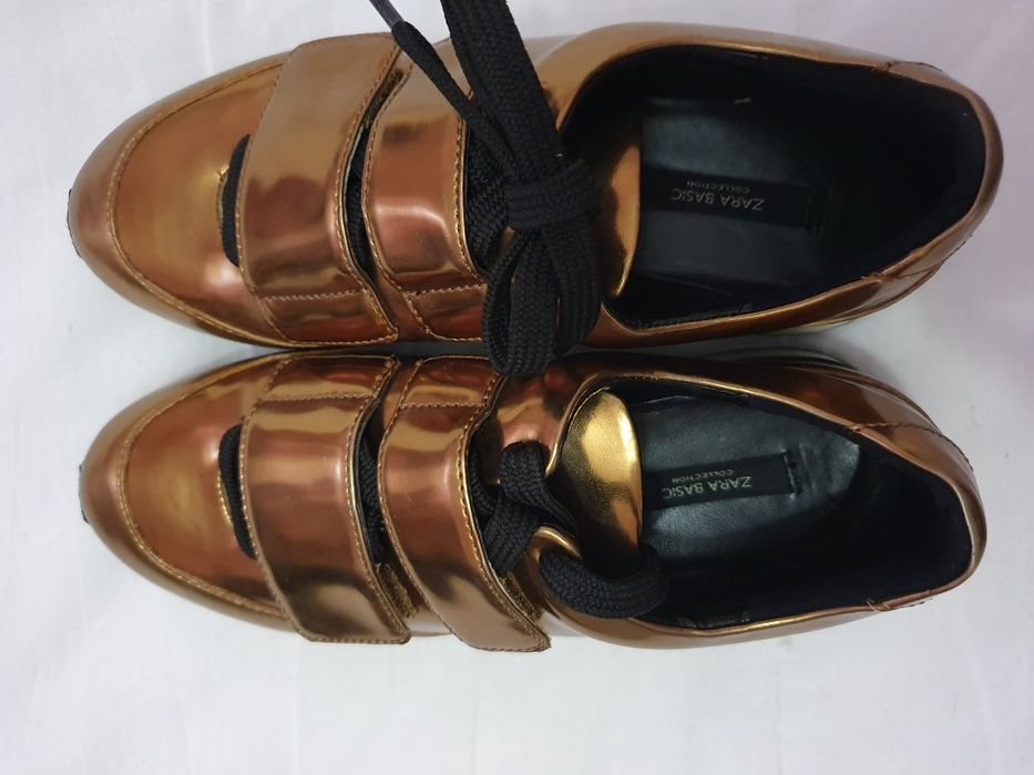 Tênis Zara dourado bronze 36