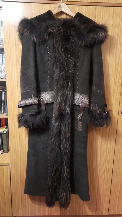 Дублянка натуральна, Італія, р.S, (довге зимове тепле  пальто)