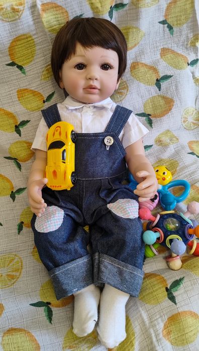 Лялька кукла пупс реборн  55 см хлопчик можна купати