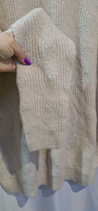 Beżowy Męski Ciepły Sweter Warkocz Przód r.XL/XXL 56/58