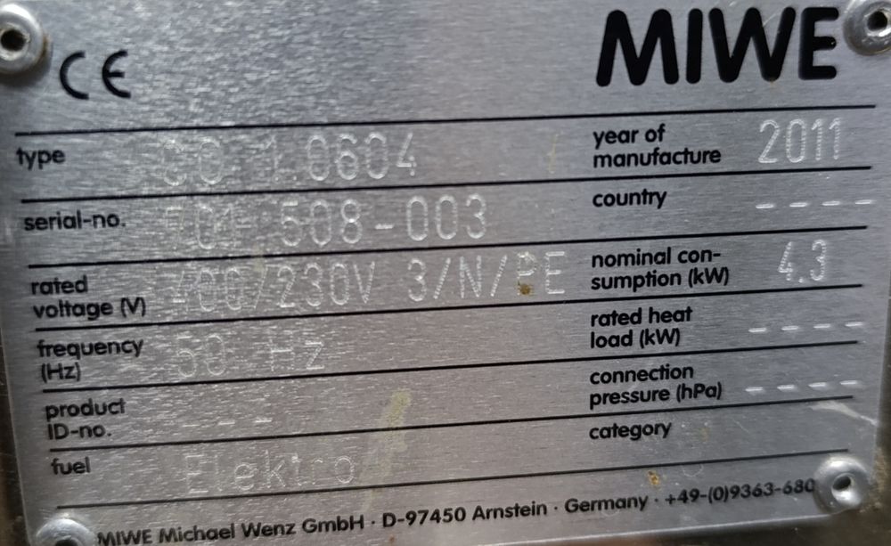 Подова піч Піч Комплект Miwe Розстойка Для хліба