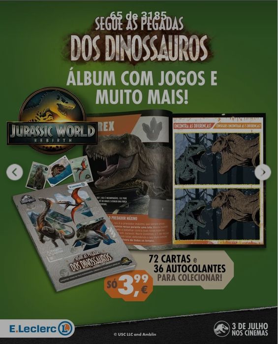 Cartas jurassic world rebirth eLeclerc