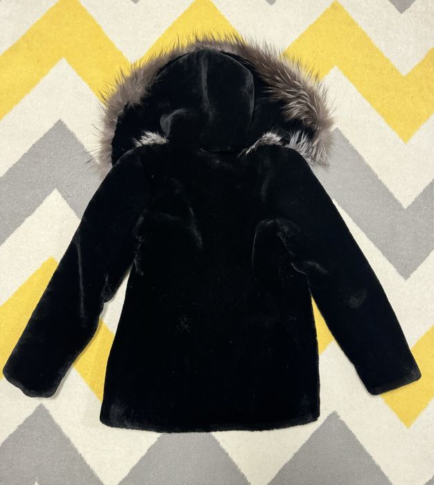 Натуральна шуба полушубок мутон чорнобурка