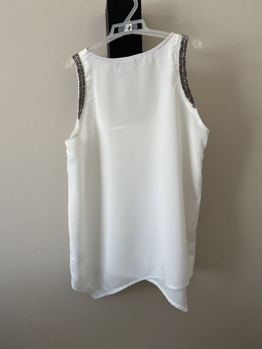 H&M biały top na ramiączkach luźny old money style  r. S
