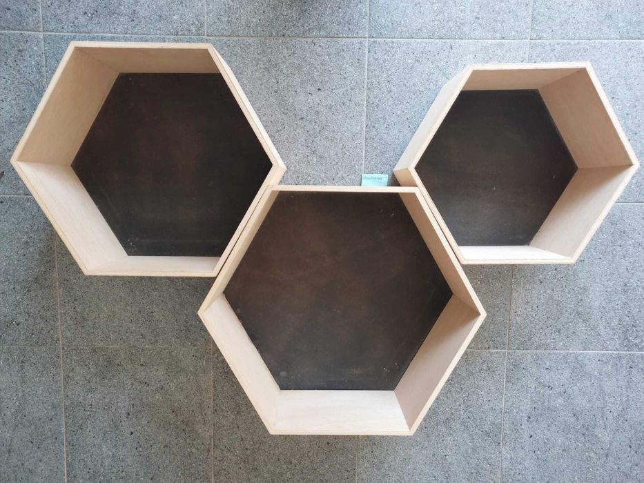 Little Nice Things – zestaw 3 półek hexagon czarno-brązowych