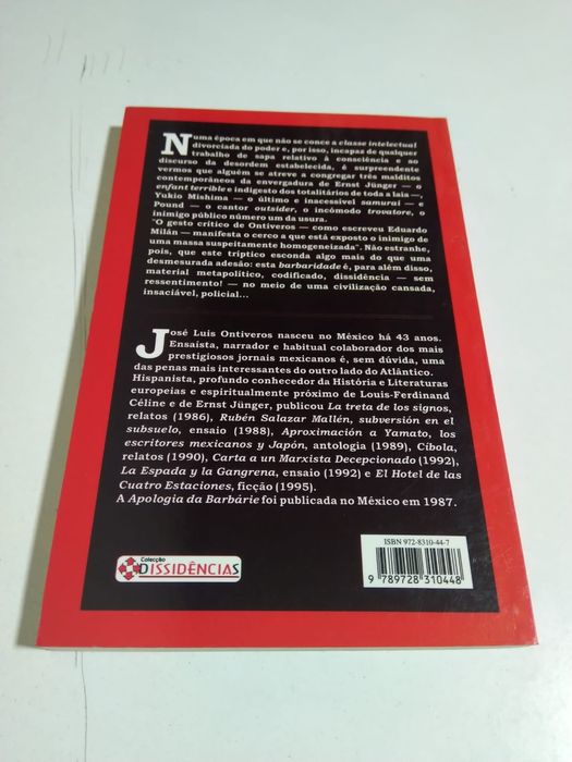 Apologia da Barbárie Jünger Mishima e Ezra Pound, de José Luís Ontiveros
