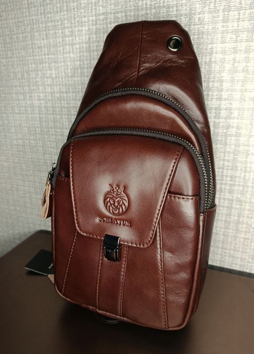 Сумка слінг, чоловіча, шкіряна, кожана.