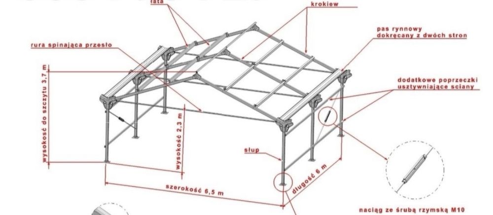 Konstrukcja ocynkowana 6.5x6