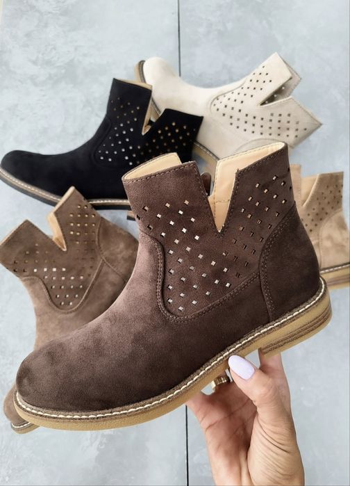 Botki ażurowe czekoladowe ! Skórzana wkładka !