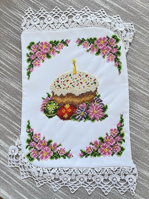 Великодній рушник вишитий бісером