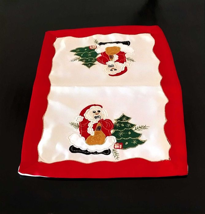 Toalha de mesa natal e pequeno maperon pai natal