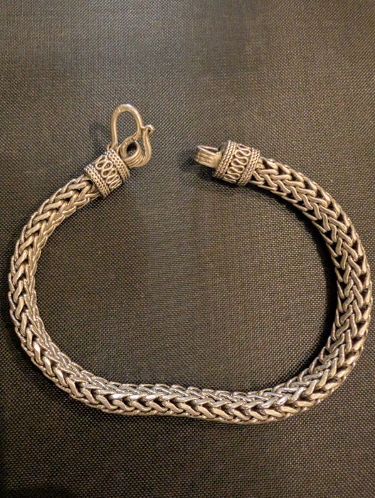 Srebrna bransoleta ręcznie robiona 925 misterny splot