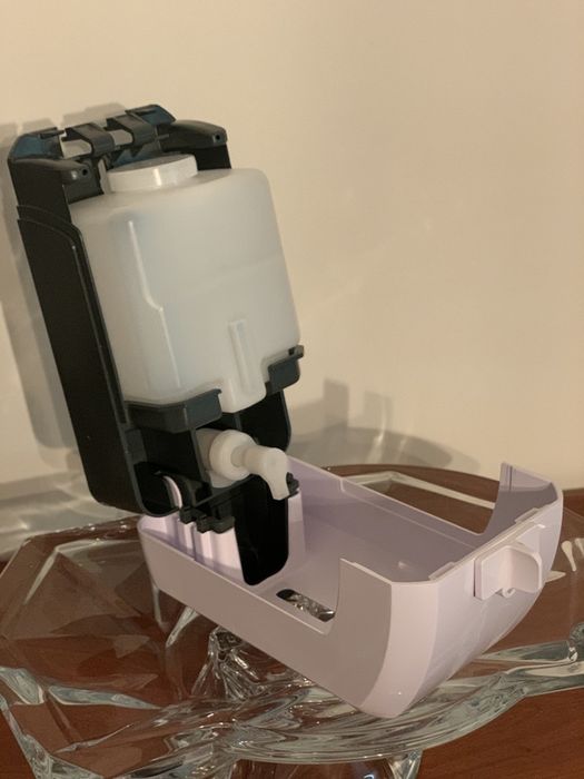 Saboneteira / Dispensador de Gel 700ml Banca e Cinza para Alcool Gel