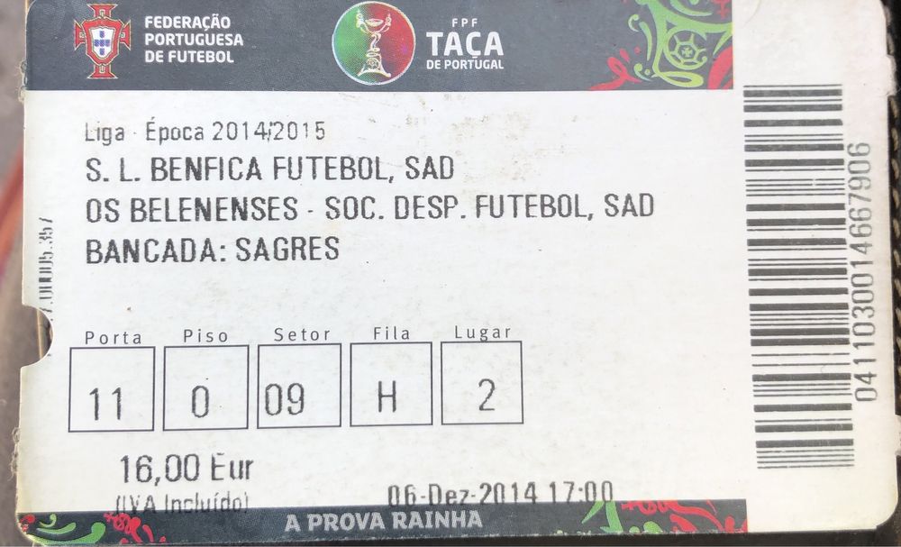 Bilhetes Futebol Antigos ( Colecionador )